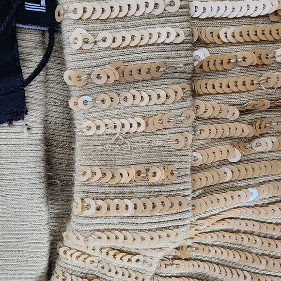 Retrofête Julien Sequin Knit Flare Pants Nude Tan High Rise L NWT Party - Picture 11 of 15